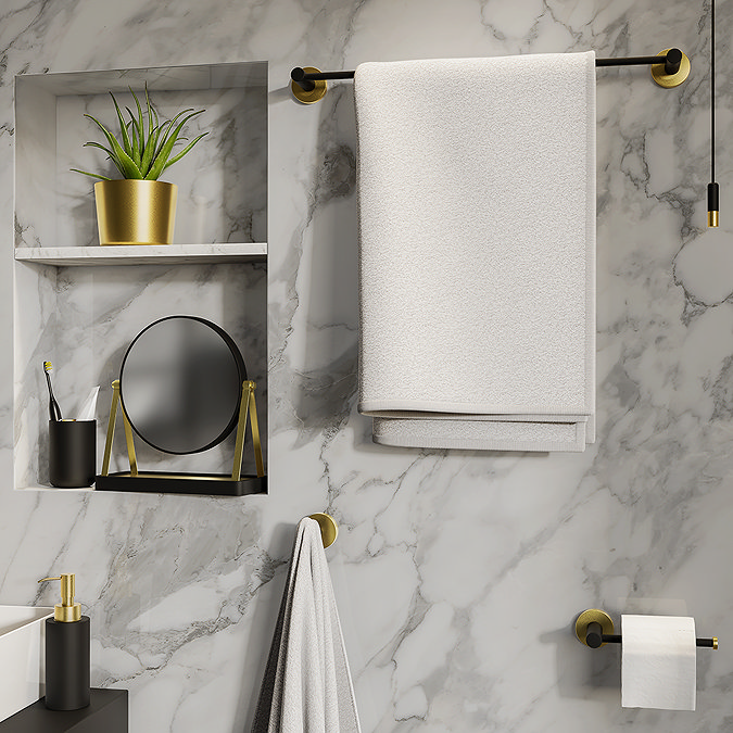 Gatsby Matt Black & Brushed Brass Single Towel Rail