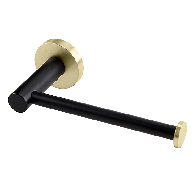 Gatsby Matt Black & Brushed Brass Toilet Roll Holder
