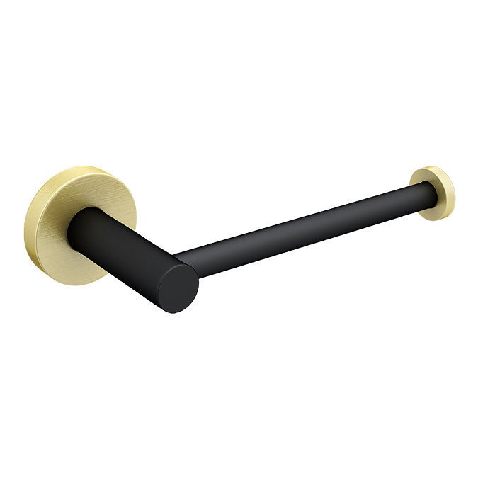 Gatsby Matt Black & Brushed Brass Toilet Roll Holder