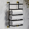Gatsby Matt Black & Brushed Brass Wall Mounted Towel Stacker