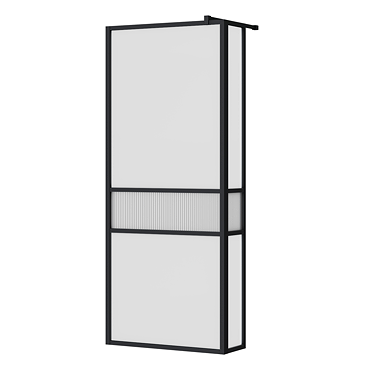 Gatsby Matt Black Framed Wetroom Screen with Fluted Glass and Return