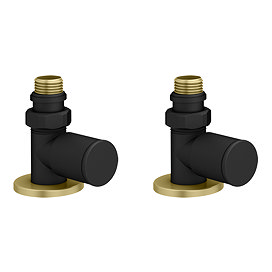 Gatsby Matt Black & Brushed Brass Straight Radiator Valves