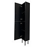 Gatsby Matt Black Tall Storage Unit with Brushed Brass Handles