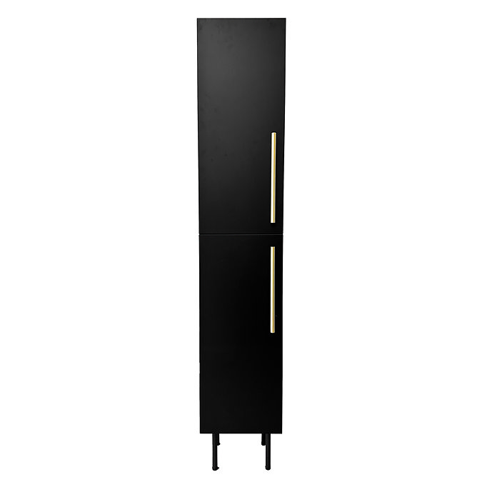 Gatsby Matt Black Tall Storage Unit with Brushed Brass Handles