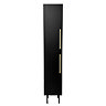 Gatsby Matt Black Tall Storage Unit with Brushed Brass Handles