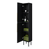 Gatsby Matt Black Tall Storage Unit with Brushed Brass Handles