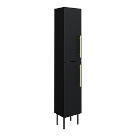 Gatsby Matt Black Tall Storage Unit with Brushed Brass Handles