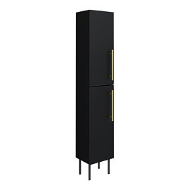 Gatsby Matt Black Tall Storage Unit with Brushed Brass Handles