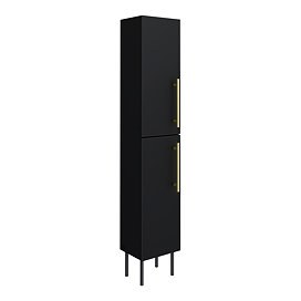 Gatsby Matt Black Tall Storage Unit with Brushed Brass Handles