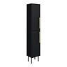 Gatsby Matt Black Tall Storage Unit with Brushed Brass Handles