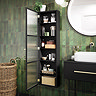 Gatsby Tall Matt Black & Brushed Brass Fluted Glass Wall Hung Cabinet
