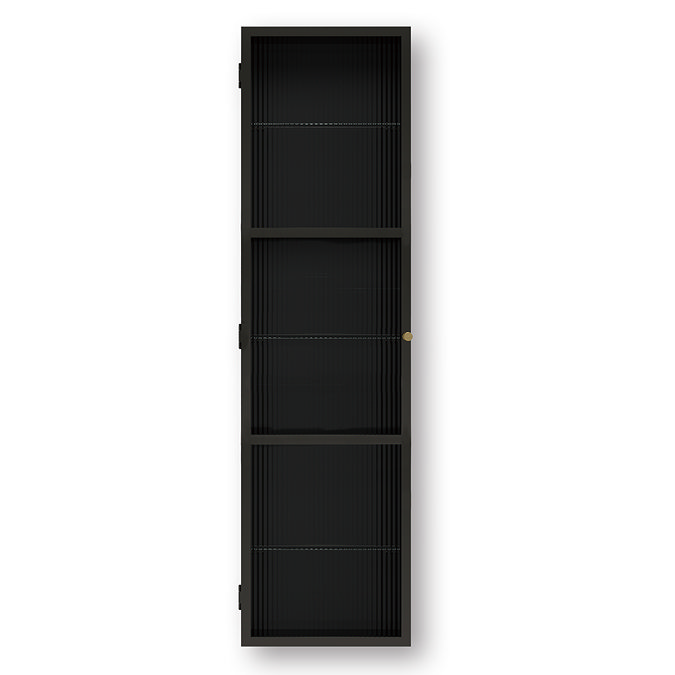 Gatsby Tall Matt Black & Brushed Brass Fluted Glass Wall Hung Cabinet