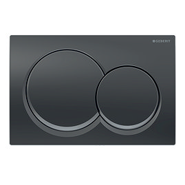 Geberit Alpha01 Round Dual Flush Plate - Black Chrome