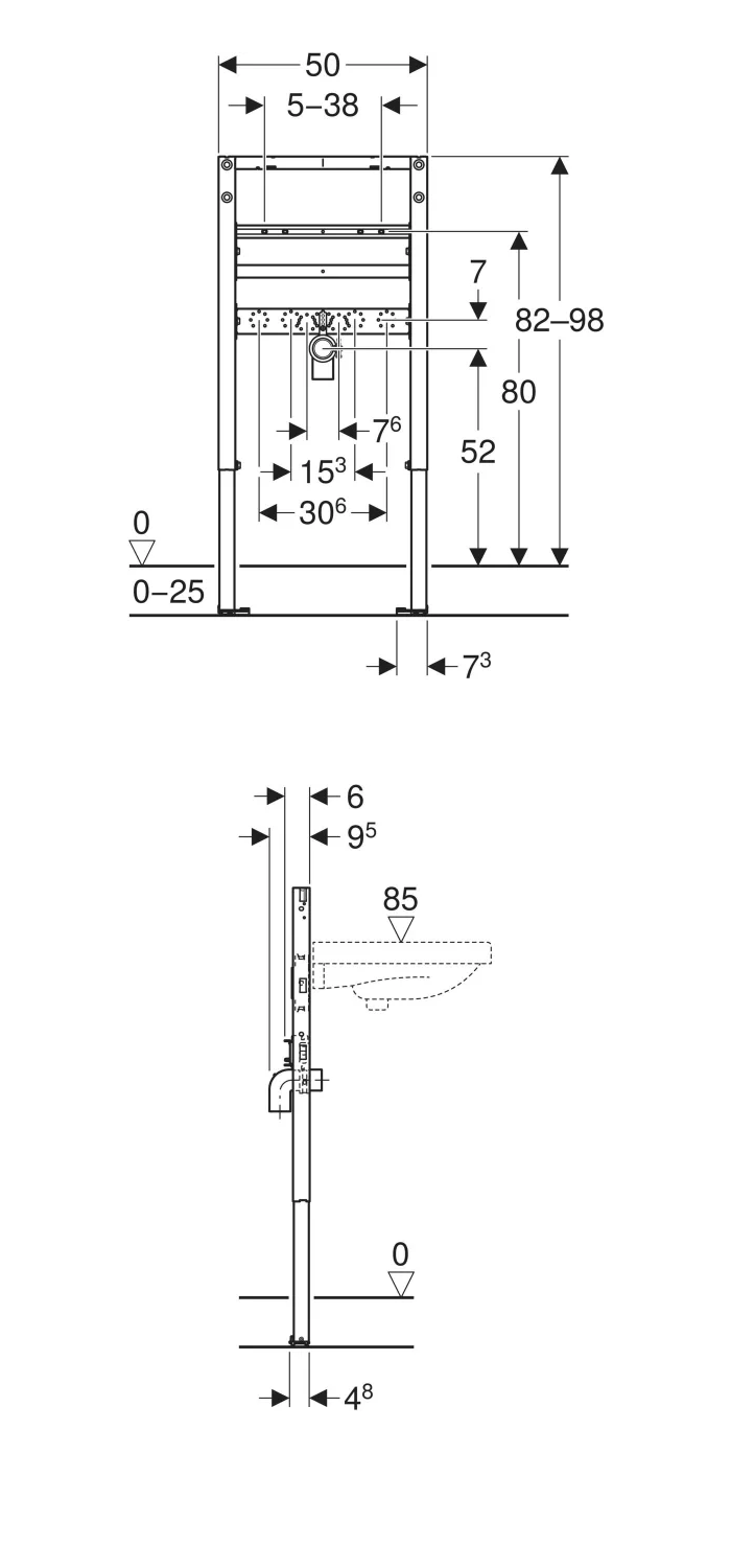 Geberit Duofix Basin Frame for Washbasin 82–98 cm