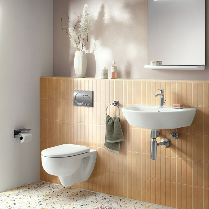 Geberit Duofix Delta 98cm Frame & Cistern with Chrome Round Button Flush Plate