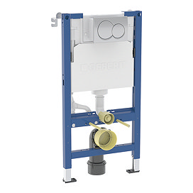 Geberit Duofix Delta 98cm Frame & Cistern with Chrome Round Button Flush Plate