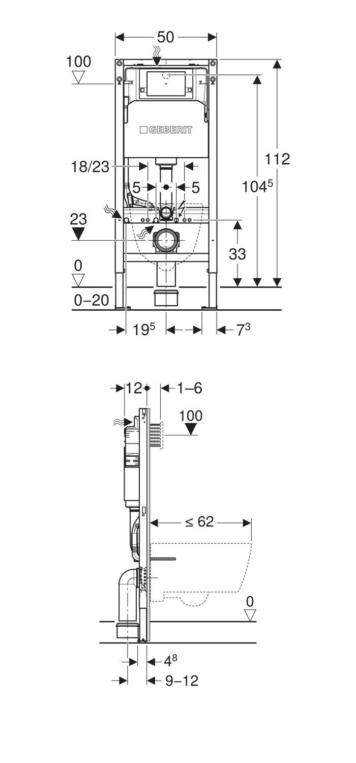 Geberit Duofix Frame 112cm with Alpha Concealed Cistern and Alpha01 Flush Plate 12cm