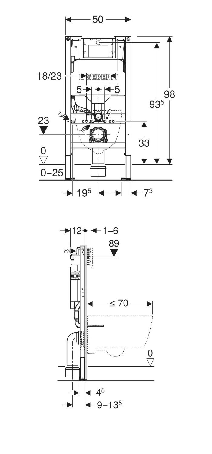 Geberit Duofix Frame 98cm with Sigma Concealed Cistern 12cm