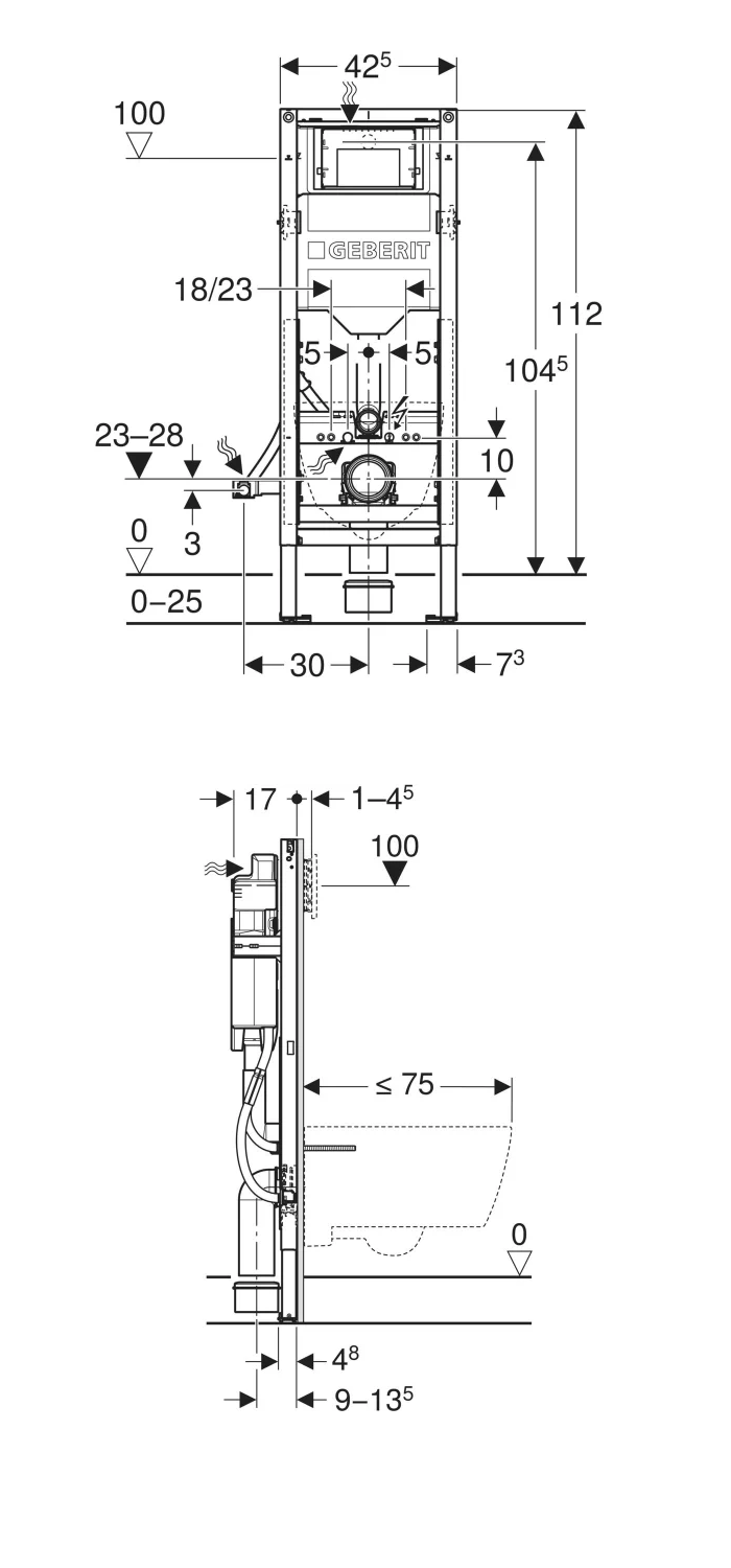 Geberit Duofix Reinforced WC Frame with Sigma Cistern - 1.12m
