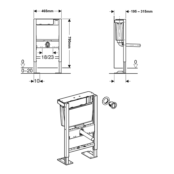 Geberit Duofix WC Furniture Cistern Frame for Wall Hung WC - 111.206.21.2