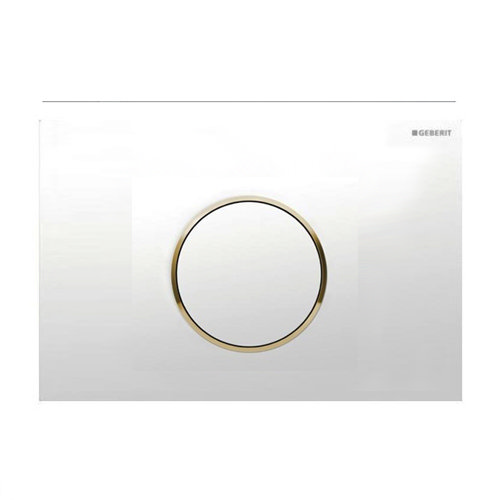 Geberit - Flush Plate for UP300 UP320 UP720 Cistern - Sigma10 - White/Gold Large Image