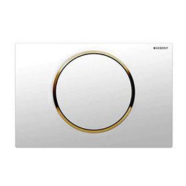 Geberit White + Gold Sigma 10 Flush Plate for UP320/UP720 Cistern - 115.758.KK.5 Medium Image