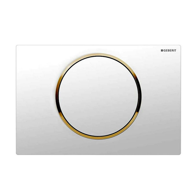 Geberit White + Gold Sigma 10 Flush Plate for UP320/UP720 Cistern - 115.758.KK.5 Large Image