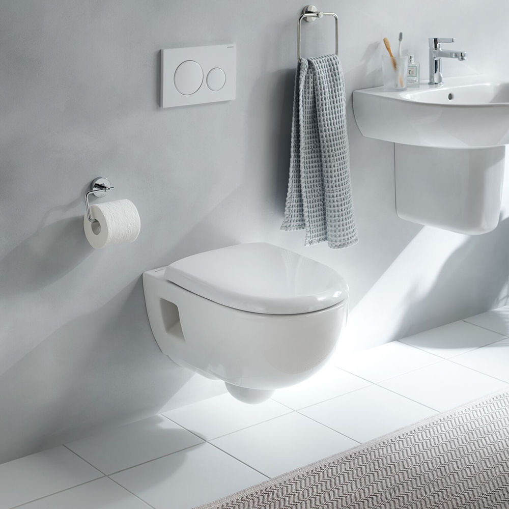 Geberit Rimfree Selnova Semi-Shrouded Grab & Go Wall Hung WC With Soft ...