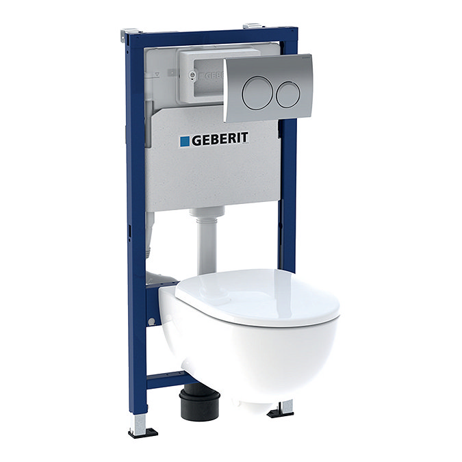 Geberit Rimless 4-in-1 Pack, Frame + Flush Plate + Pan & Soft Close Seat