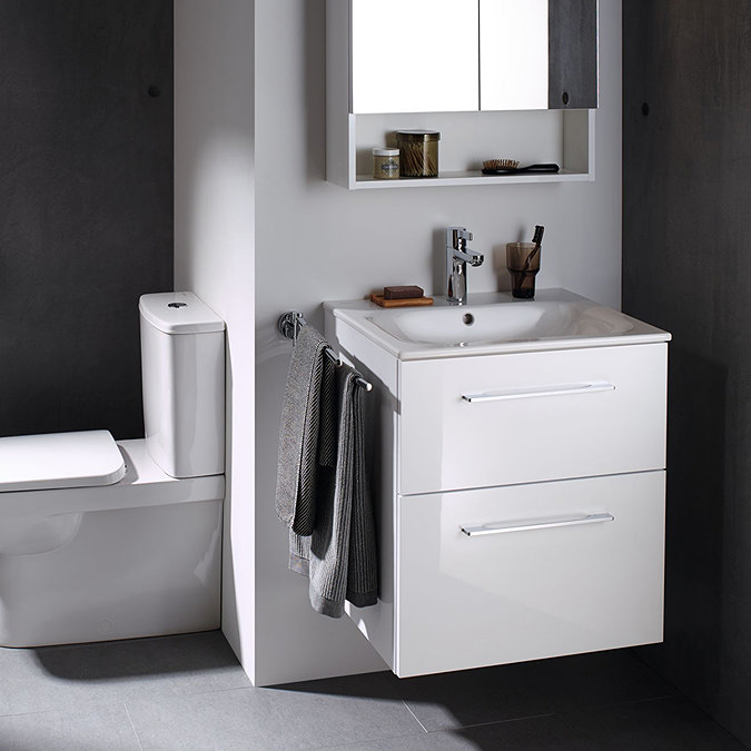 Geberit Selnova Square S 600mm White Wall Hung 2-Drawer Vanity Unit