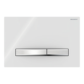 Geberit Sigma50 Square Dual Flush Plate - Chrome / White