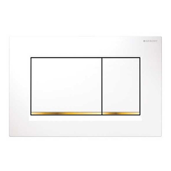 Geberit Sigma30 Dual Flush Plate - White/Gold - 115.883.KK.1 Large Image