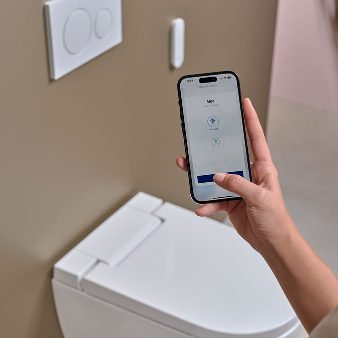 Geberit Smart Japanese Bidet Toilet 4-in-1 Wall-Hung Pack with Chrome Flush