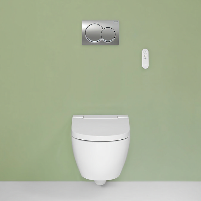 Geberit Smart Japanese Bidet Toilet 4-in-1 Wall-Hung Pack with Chrome Flush