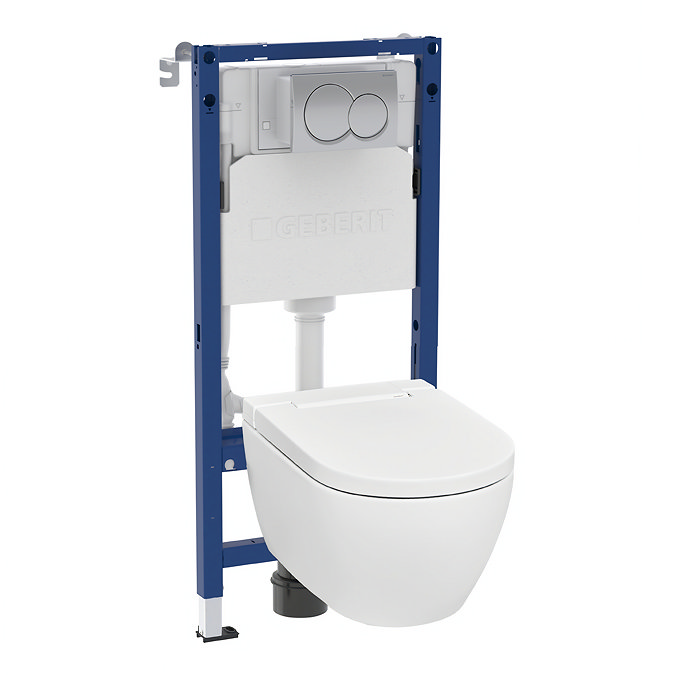 Geberit Smart Japanese Bidet Toilet 4-in-1 Wall-Hung Pack with Chrome Flush