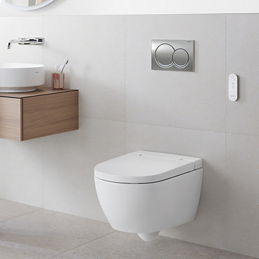 Geberit Smart Japanese Bidet Toilet 4-in-1 Wall-Hung Pack with Chrome Flush