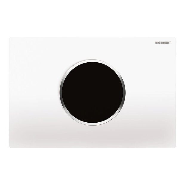 Geberit Sigma10 White + Gloss Chrome Touchless Automatic Flush for UP320 Cistern