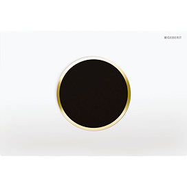 Geberit Sigma10 White + Gold Touchless Automatic Flush for UP320 Cistern Mains Powered