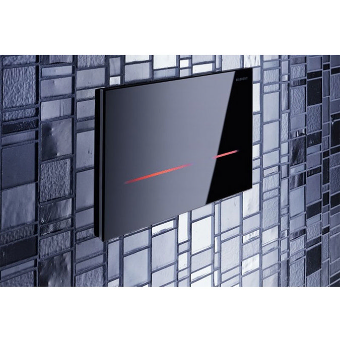 Geberit - Touchless Dual Flush for UP320 Cistern - Sigma80 - Smoked Glass Reflective  Profile Large 