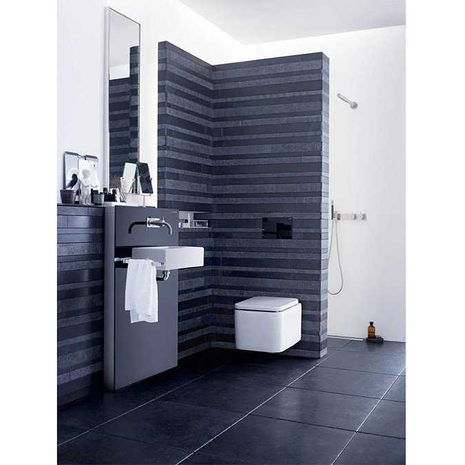 Geberit - Touchless Dual Flush for UP320 Cistern - Sigma80 - Smoked Glass Reflective  Standard Large