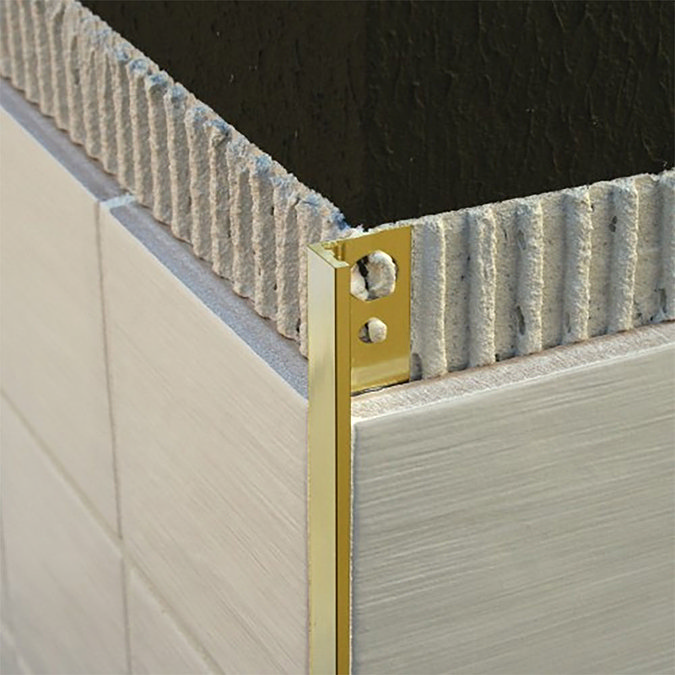 Genesis 10mm Bright Finish Solid Brass Straight Edge Tile Trim  Profile Large Image