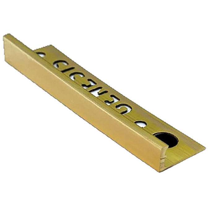 Genesis 10mm Bright Finish Solid Brass Straight Edge Tile Trim - 2.7m Length