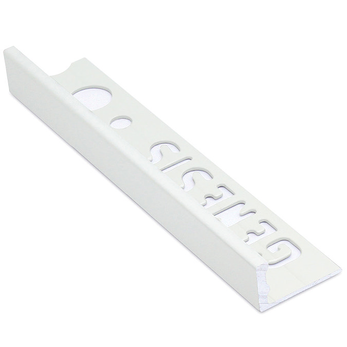 Genesis 8mm White Aluminium Straight Edge Tile Trim Large Image