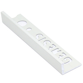 Genesis 8mm White Aluminium Straight Edge Tile Trim Large Image