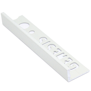 Genesis 10mm White Aluminium Straight Edge Tile Trim  Profile Large Image