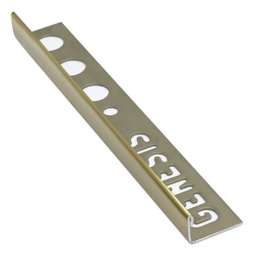 Genesis 12mm Gold Stainless Steel Straight Edge Tile Trim  Profile Large Image