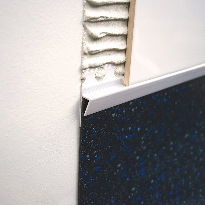 Genesis 15 x 8mm White PVC Vinyl to Tile Trim  Profile Large Image