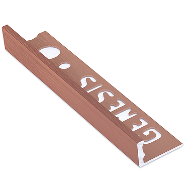 Genesis 8mm Bright Rose Aluminium Straight Edge Tile Trim Profile Large Image