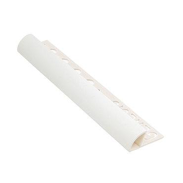 Genesis 8mm White PVC Round Edge Regular Tile Trim  Profile Large Image