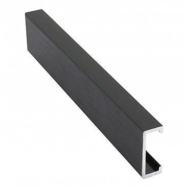 Genesis Brushed Black 20 x 8mm Flat Line Listello Metal Tile Trim 2.5m  Profile Large Image